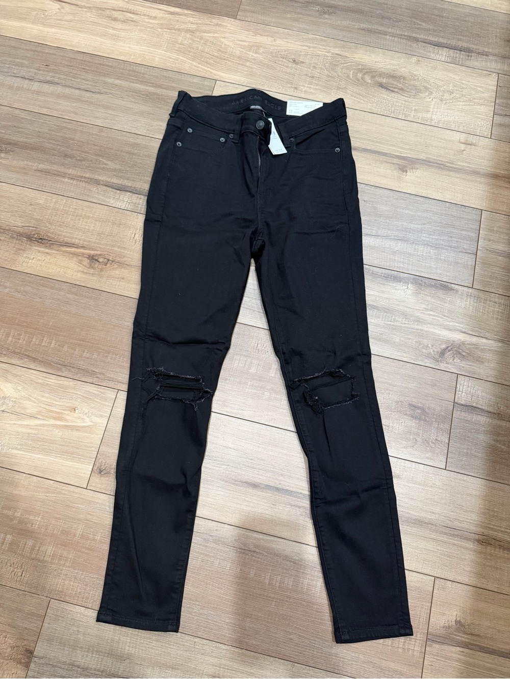 American Eagle Outfitters Black Skinny Jeans with Knee Rips